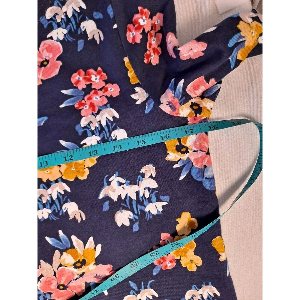 Joules Women's Harbour Print Knit Top Size 6 Long Sleeve Navy Floral 100% Cotton